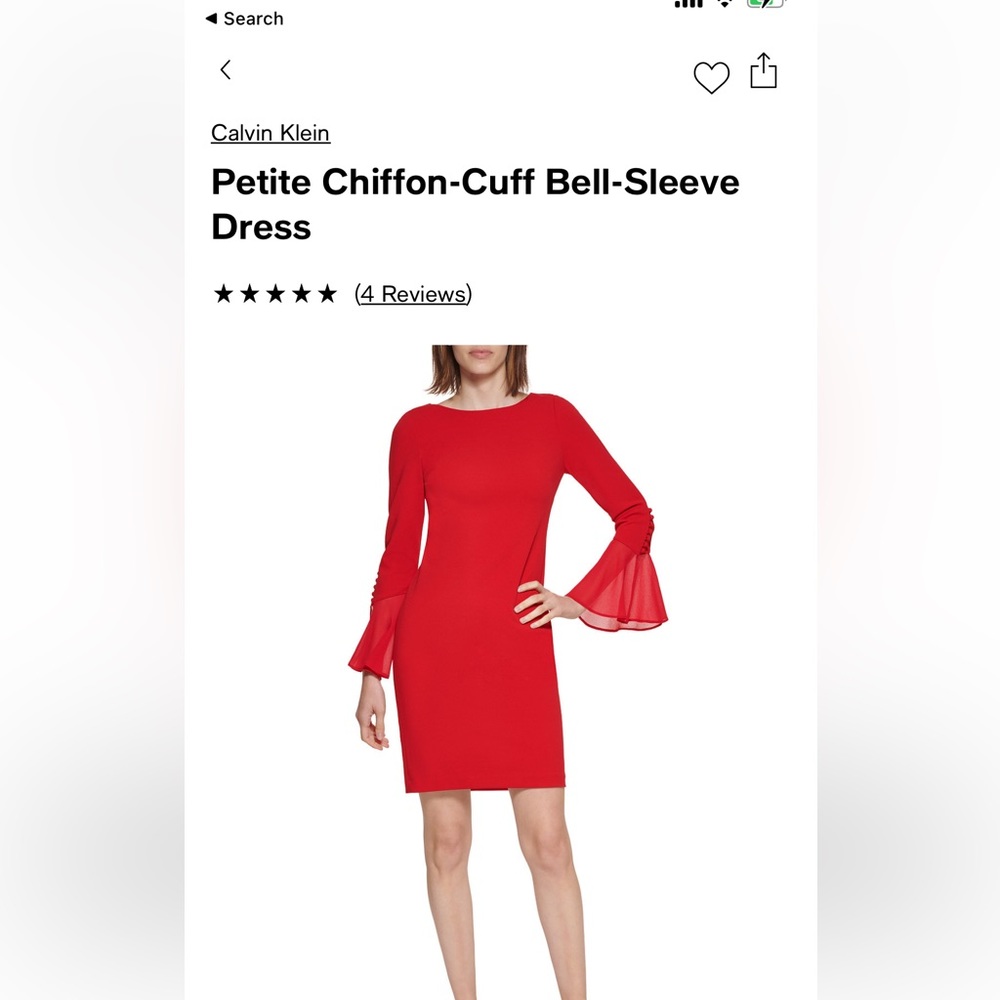 12p Calvin Klein chiffon cuff dress